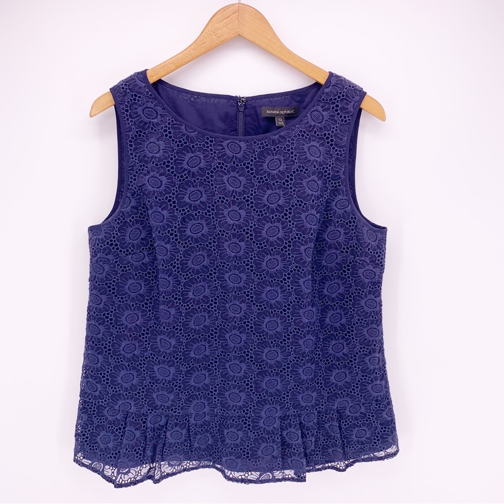 Banana Republic Women's 14 Blue Eyelet Lace Lined Tank Top NWOT A14